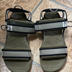 The North Face Olive and Gray Adjustable Webbing Sandals